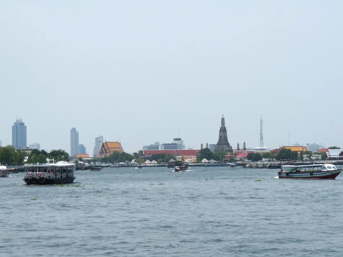 The Chao Phraya with Wat Arun in the distance